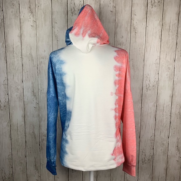 🔥THE SUN🔥Colorblock Tie Dye Crop Hoodie S/M/L/XL NWT - Picture 8 of 9